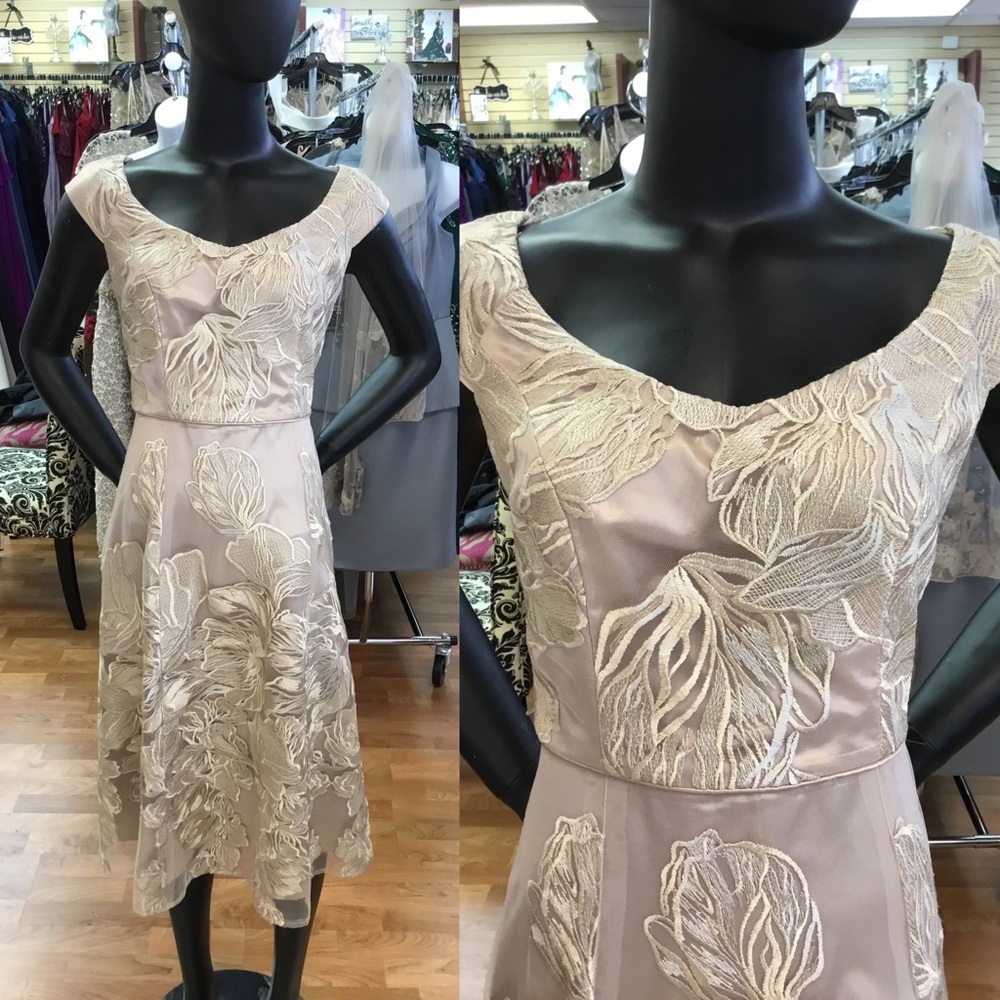 Champagne midi dress a-line size 4 by Alex Evenings nwt